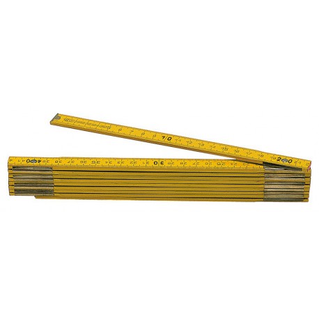 Mètre pliant bois Couleur jaune - professionnel - 2 m